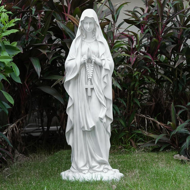 VChymm Virgin Mary Praying Statue 31.49 Inch Tall Outdoor Garden Religious Garden Statue Mary Statue Outdoor Yard Patio Deck Home Entryway Hallway Sculpture Magnesium Oxide Stone （White Virgin Mary）