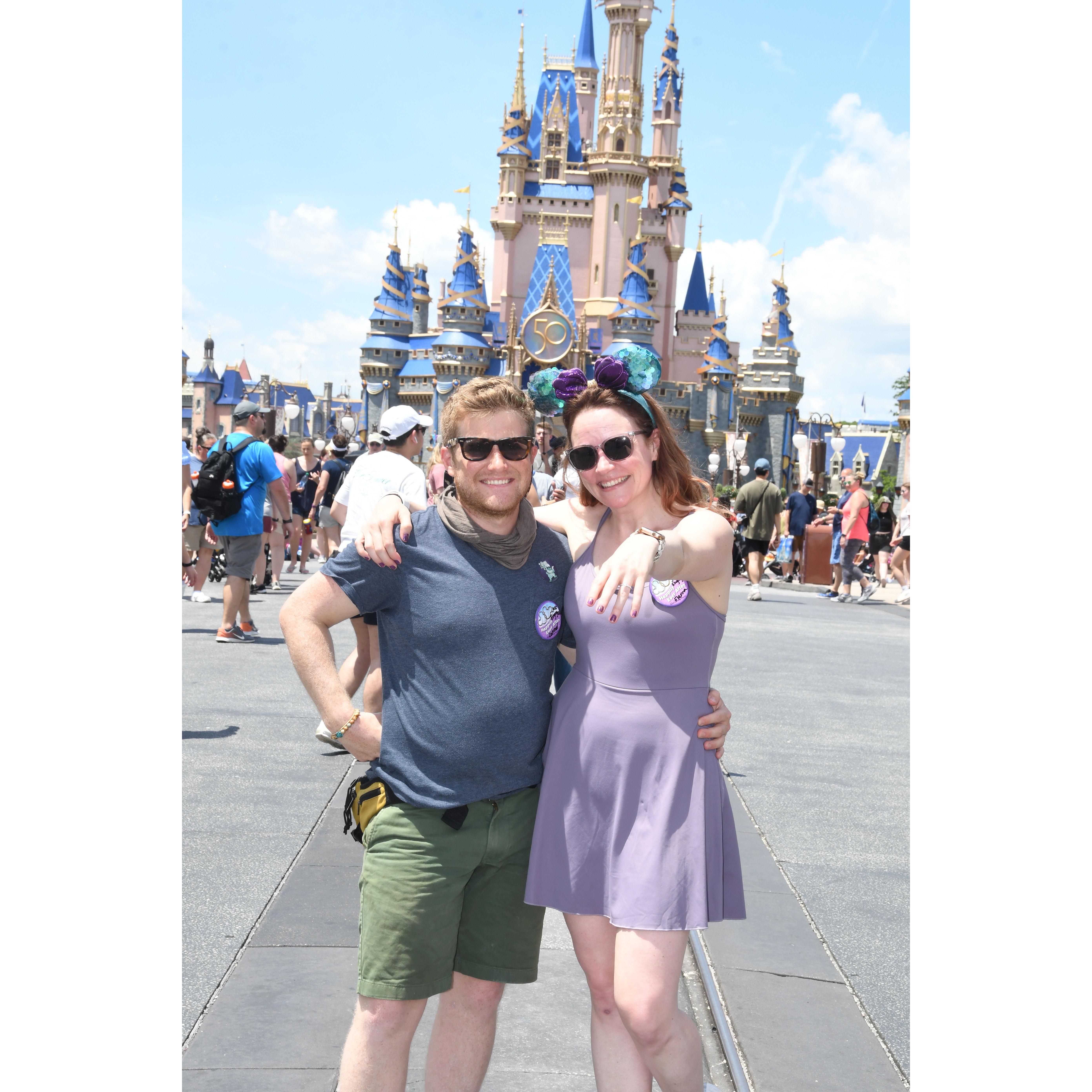 We got re-engaged in front of the Disney castle. The camera crew were amazing and when they saw that we were freshly engaged they "forced" us to recreate the moment.