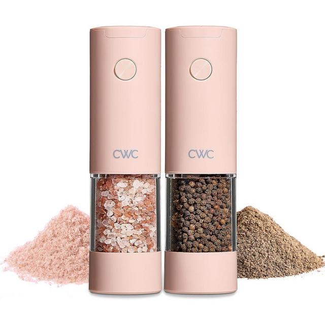 COOK WITH COLOR Electric Pepper & Salt Shaker Set, 2 Grinders for Pepper and Salt, 6.3 x 3 x 7.7 Inches, Dusty Rose