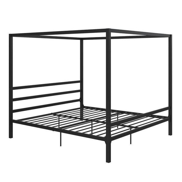 DHP Modern Metal Canopy Bed with Headboard, King, Black