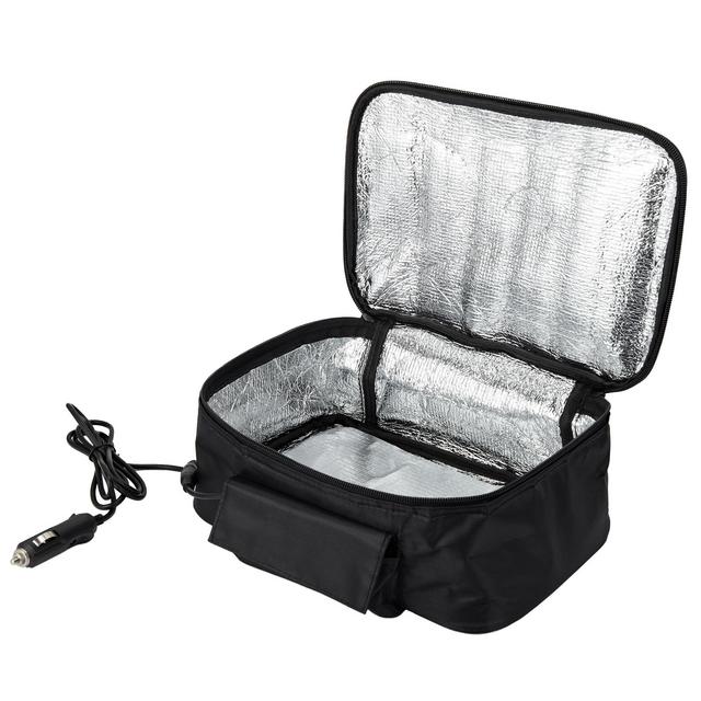 SHCKE 12V Portable Oven for Car Personal Food Warmer Car Mini Oven Electric Heated Lunch Box for Meals Reheating & Raw Food Cooking for Road Trip Camping Picnic (Black)