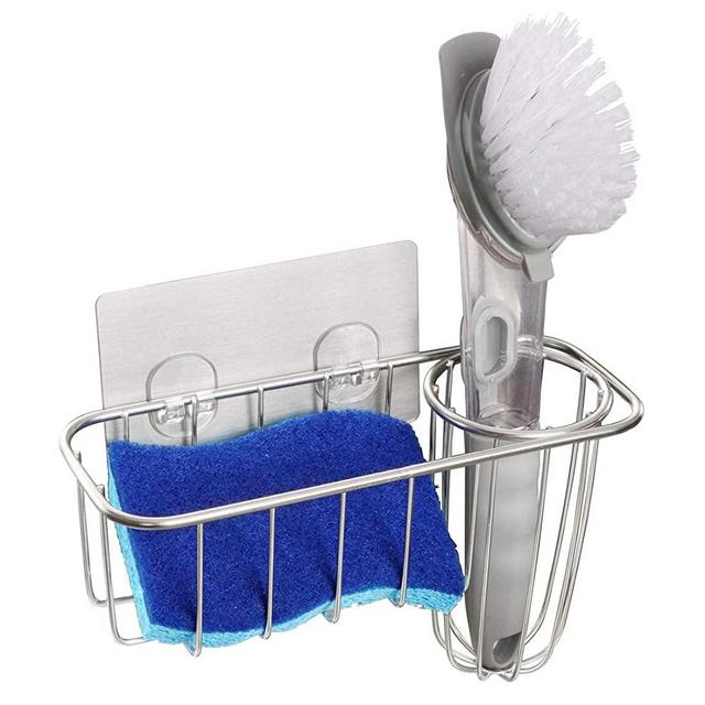 HULISEN Sponge Holder + Dish Brush Holder, 3-in-1 Kitchen Sink