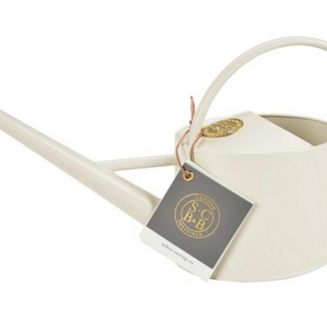 Burgon & Ball Coated Galvanised Steel Long Reach Indoor Watering Can in Buttermilk Cream