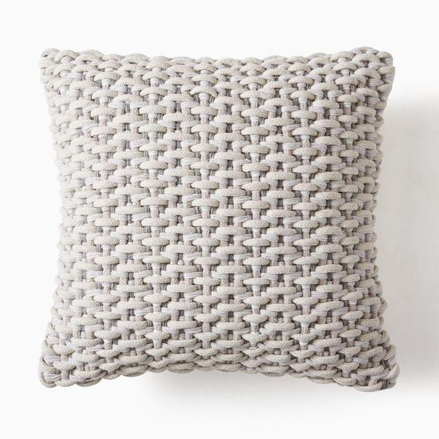 Outdoor Basket Weave Pillow, 20"x20", Pearl Gray
