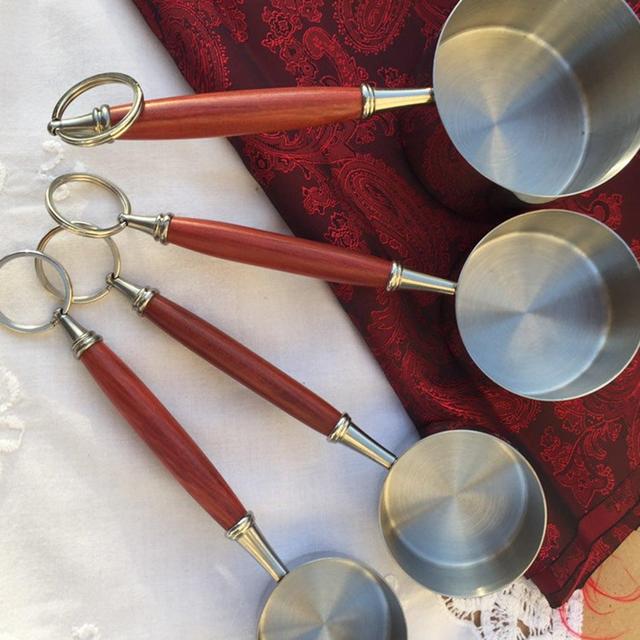 Measuring cups NEW 2021 Red Heart handles set of 4 handmade handturned handles options to order matching measuring spoon Valentines Day Gift