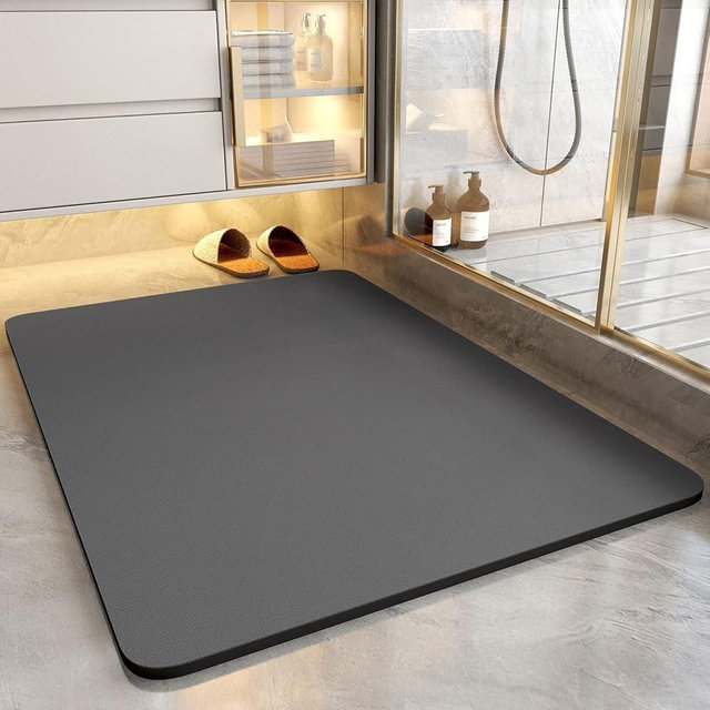 COCOER Bath Mat - Absorbent, Stain Resistant, Non Slip Bath Rug - Quick Dry Bathmat with Rubber Back-16”x24” Dark Grey