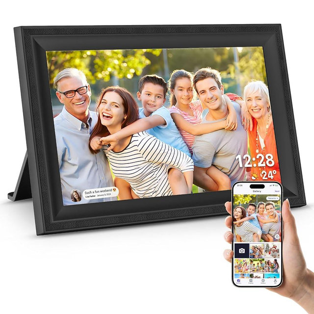 Smart Digital Picture Frame WiFi Send Photos from anywhere16GB Storage Smooth System 10.1inch 1280x800 IPS Touch Screen Digital Photo Frame Auto-Rotate Wall Mountable Photo Picture Frame Digital