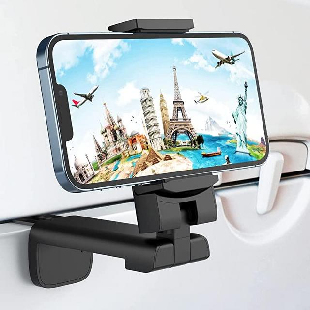 Airplane Travel Essentials Phone Holder, Universal Handsfree Phone Mount for Flying with 360 Degree Rotation, Travel Accessory for Airplane, MiiKARE Travel Must Haves Phone Stand for Desk, Tray Table