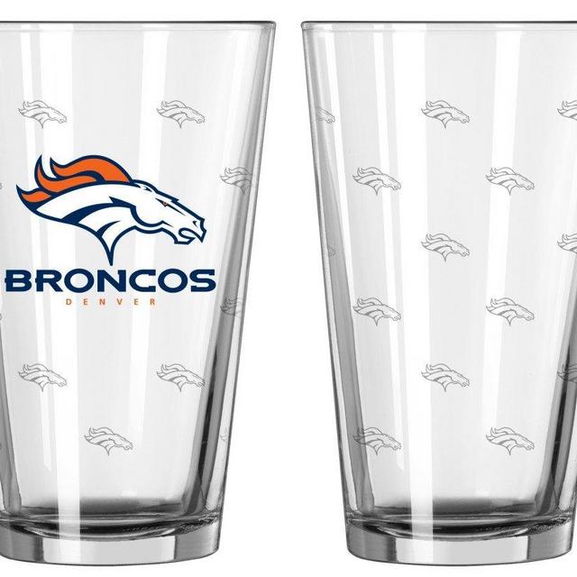 Denver Broncos Satin Etch Pint Glass Set