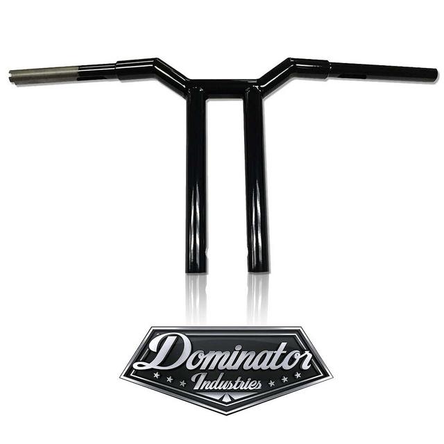 12" Gloss Black Dominator Industries Club Style Lane Splitter Mitered MX T Bars 1996-2022 compatible with HD Dyna