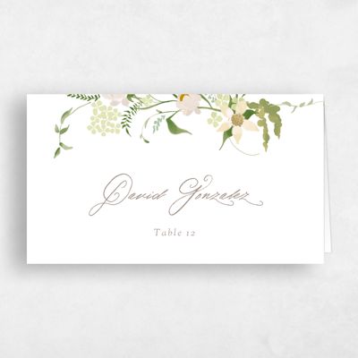 Rich Taupe, White Wedding Place Card - Erica