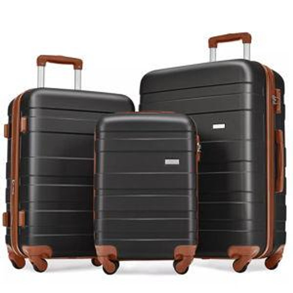 3-Piece Luggage Sets (Black/Brown)