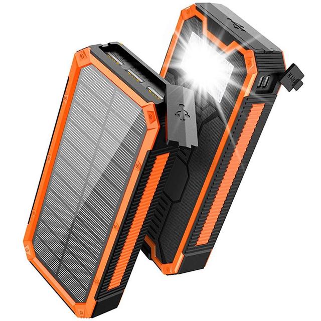 Solar Charger 30000mAh, Solar Power Bank, PD 18W QC 3.0 Quick Charge with 4 Outputs Dual Inputs USB Type C, External Backup Battery Huge Capacity Phone Charger for iOS and Android