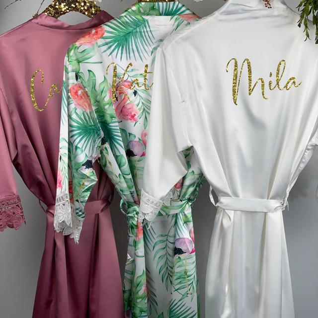 Bridesmaid Robes, Tropical Leaf Print...