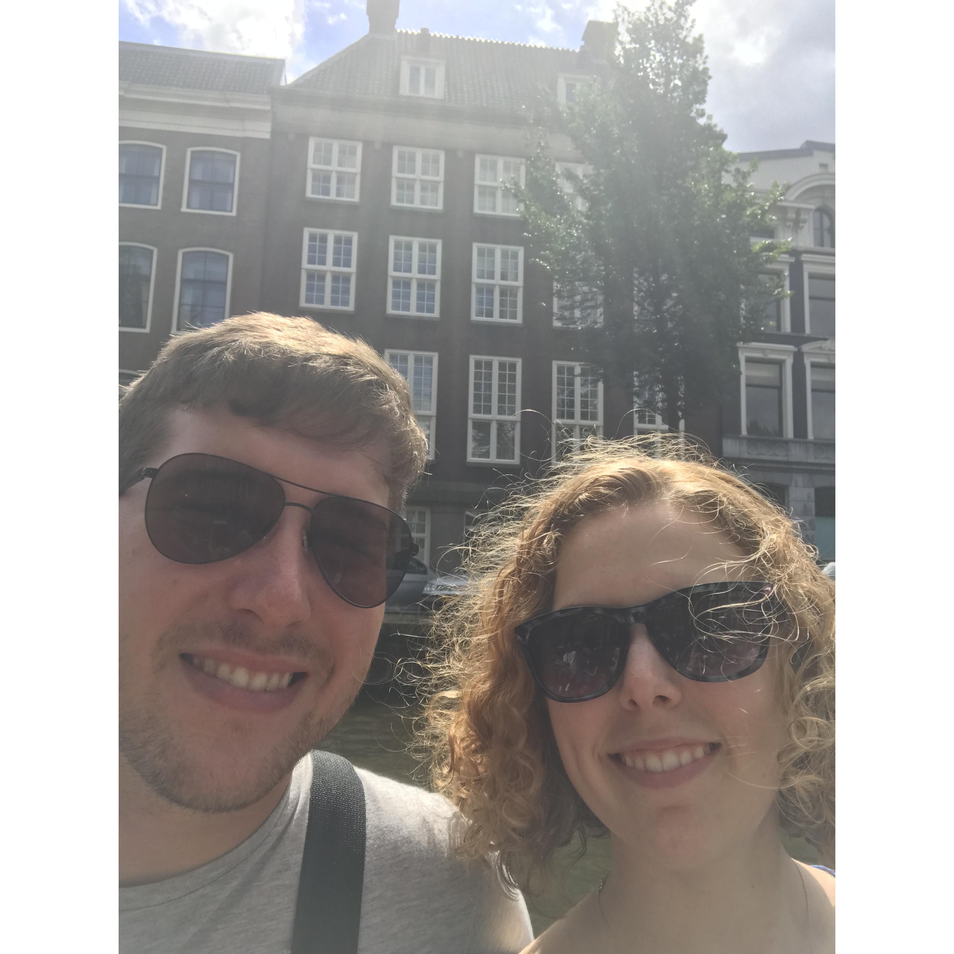 A photo on our canal tour of Amsterdam! One of Lindsey's favorite cities.