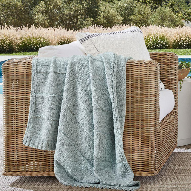 Arlington Knit Outdoor Throw, Chambray, 50" x 60"