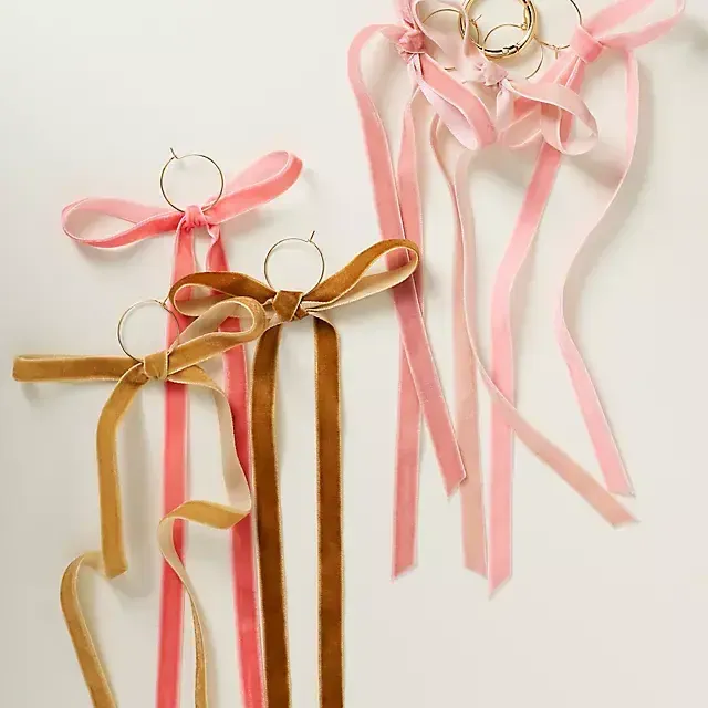 Velvet Bow Wine Charms, Set of 6