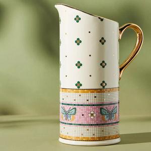 The Bistro Tile Stoneware Pitcher: Garden Edition