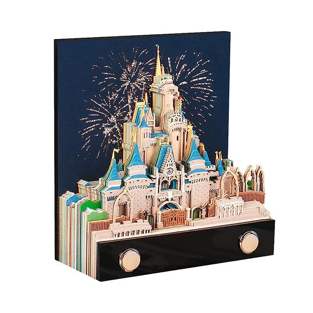 SIWEME 3D Memo Pad Art Sticky Notes, Fantasy Castle Notepad 3D Paper Card Craft Character Silhouette Desk Decoration DIY Creative Gift