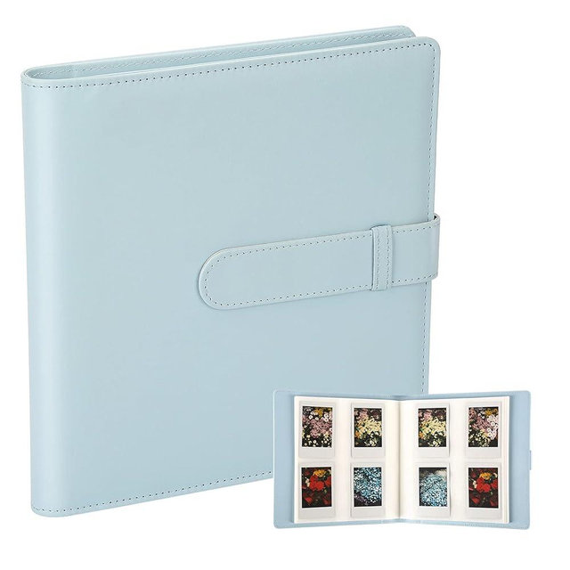 256 Pockets Photo Album for Fujifilm Instax Mini Camera, Leather Cover, Photo Album for Instax Mini 12 11 9 40 90 8 7 Evo LiPlay Instant Camera(Blue)