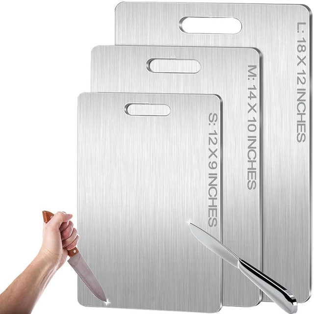 Titanium Cutting Board - 2025 Upgrade 100% Pure Titanium Cutting Boards For Kitchen, 1 Pack Double-sided food-grade Cutting Board, Easy to Clean (12 X 9 INCH)
