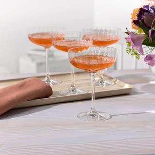 Rose Garden Glass Champagne Coupe, Set of 4