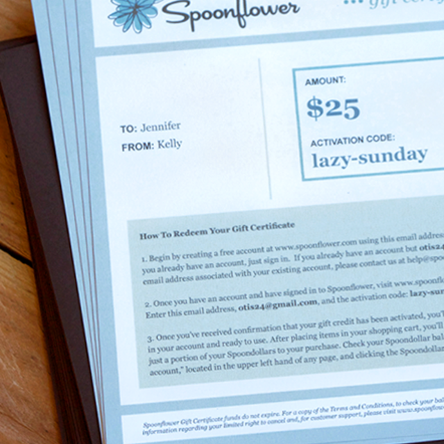 Spoonflower gift card