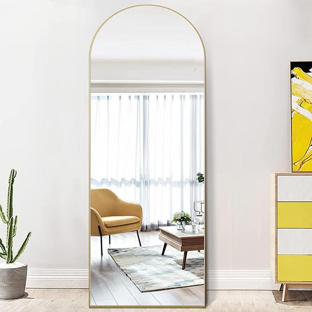 PexFix Full Length Mirror Arched, Floor Mirror 64''x21'' Full Body Mirror, Leaning Mirror with Stand-Gold