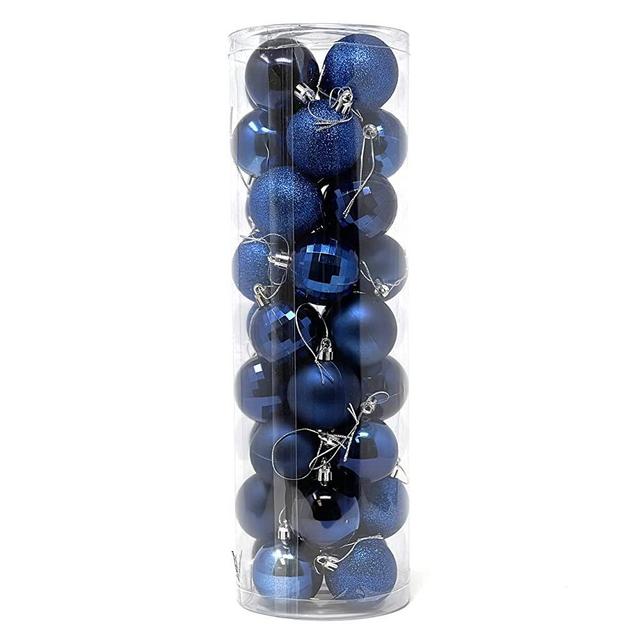 allgala 36 PK 2 Inch (5CM) Christmas Ornament Balls for Xmas Tree-4 Style-Navy Blue