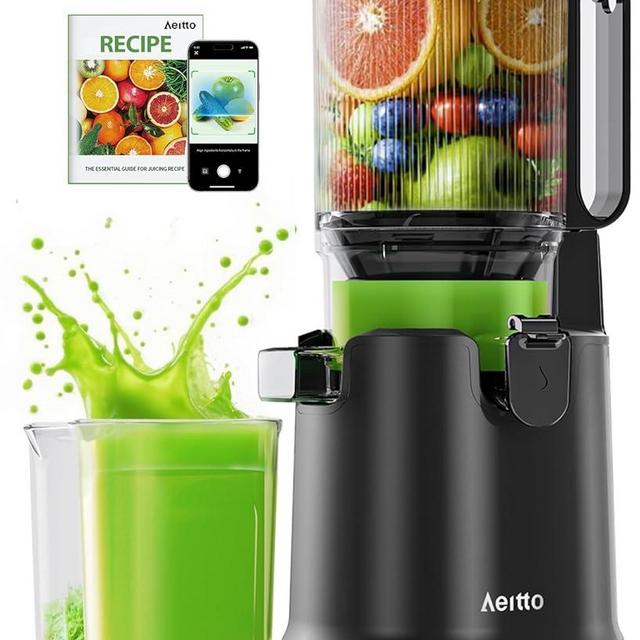 Aeitto Cold Press Juicer with 5.8" Extra Wide Mouth, Juicer Machines, Easy to Clean, Fit Whole Vegetables & Fruits, Professional Slow Masticating Juicers,Self Feeding, High Juice Yield