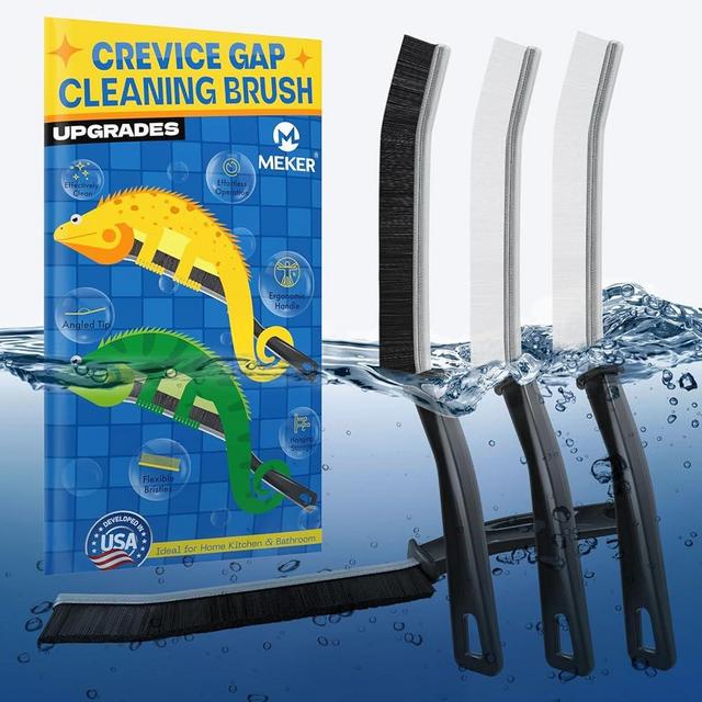 MEKER Crevice Cleaning Brush, Gap Cleaning Brush with Hard Bristle, Multifunctional Crevice Gap Cleaning Brush Tool for Kitchen, Bathroom, Tiles, Window Track, Faucets (4PCS)