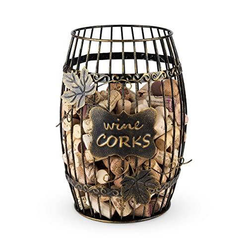 True Display, Wine Kitchen, Barrel Cage Holder Collector Decorative Vino Cork Storage Box Container Gift, Set of 1, Brown