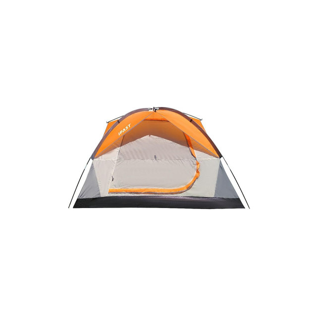 2-6 Person Family Camping Tent, Double Layer Waterproof Outdoor Tent with Rainfly, Mesh Windows and Carry Bag, Orange
