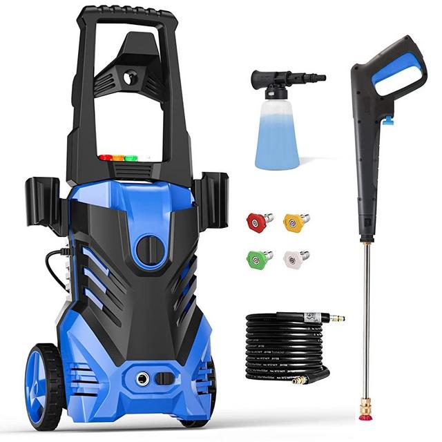 Pecticho Powerful Electric Pressure Washer - 3500 PSI Electric Power Washer, 2.5 GPM Power Washers Electric Powered with 4 Interchangeable Nozzle and Foam Cannon, Stop System Cleans Cars/Fence/Patio