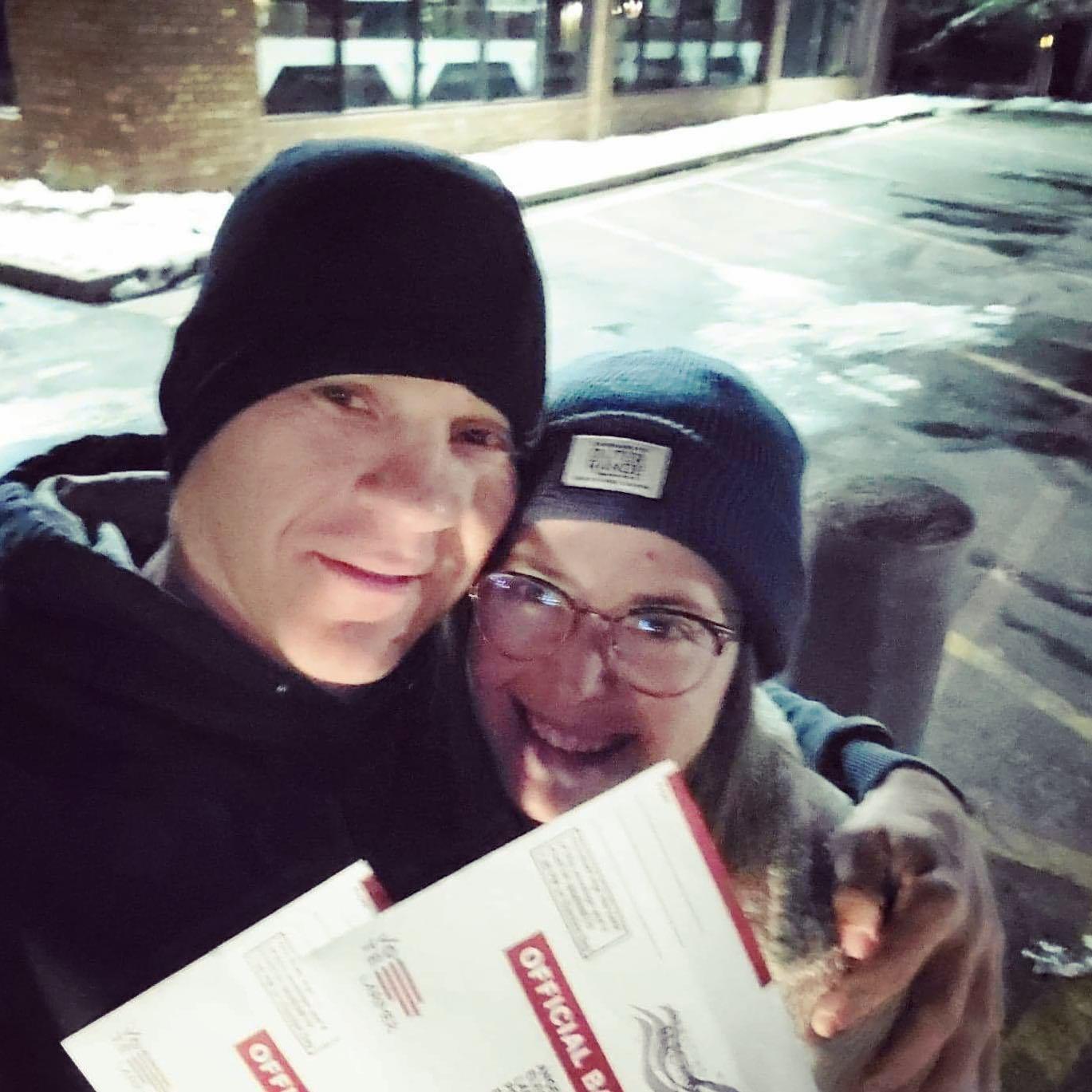 Our first photo together dropping off our ballots for the 2020 Presidential election.