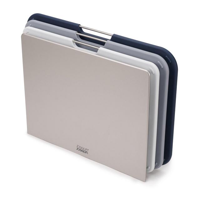 Joseph Joseph Nest Plastic Cutting Board Set With Storage Stand 3 Different Sized Boards Gray Regular