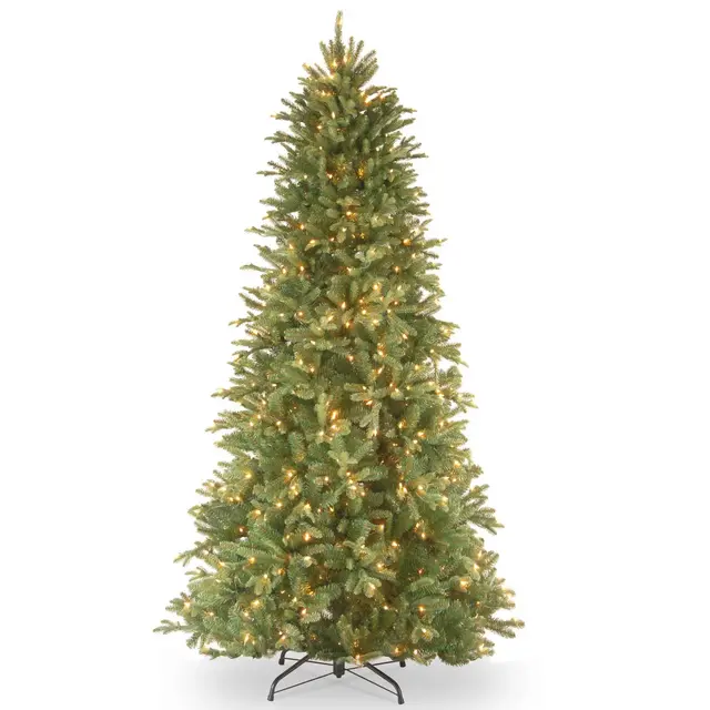 7.5' Prelit Slim Feel Real Tiffany Fir Artificial Christmas Tree White Lights - National Tree Company