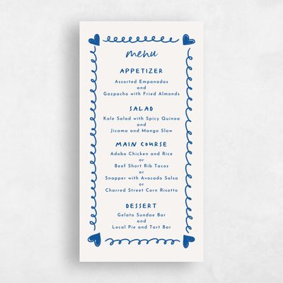 Light Oatmeal, Blue Wedding Menu - Ceres