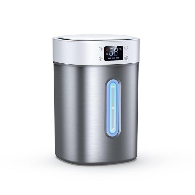 LED Humidifiers for Bedroom Large Room Home, 304 Stainless Steel Water Tank,4L Cool Mist Top Fill Ultrasonic humidifiers for Baby and Plant,Auto Humidity control,Night Light,Quiet Sleep Mode and Timer