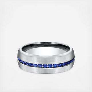 Men's Channel Set Sapphire Comfort-Fit Wedding Ring
