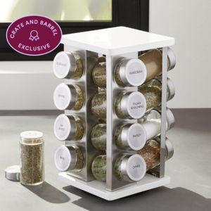 Crate and Barrel 16-Bottle White Revolving Spice Rack