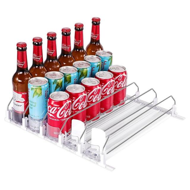 Titoe Drink Organizer for Fridge Self-Sliding Soda Can Dispenser Beer Storage for Refrigerator with Adjustable Pusher Glide - Holds Up to 25+Cans 12oz 16oz 20oz Drinks (5 Rows, 41CM)