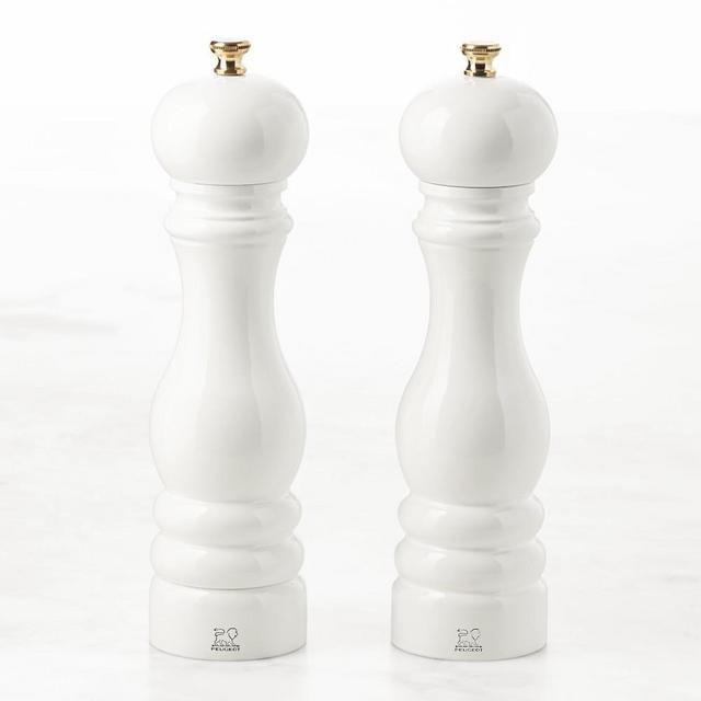 Peugeot Paris Classic White Lacquer Salt & Pepper Mill Set, Gold, 9"