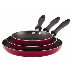 Farberware® Reliance Aluminum Nonstick Fry Pan  "/10"/12" 3pc in Set Red
