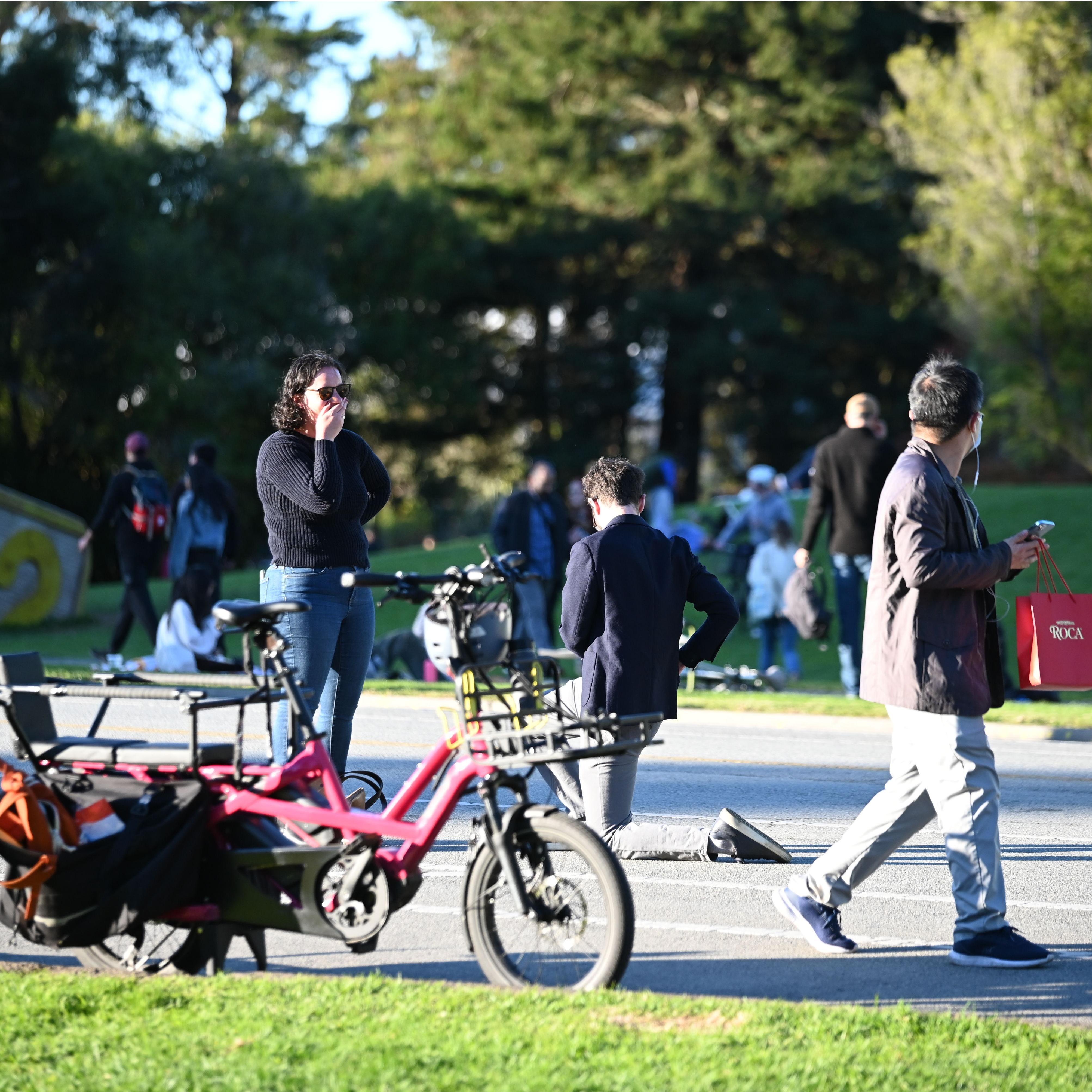 In Golden Gate Park where Aaron did propose and Sarah finally became a fan of a car-free Golden Gate Park (but only on weekends!) (Nov '22)