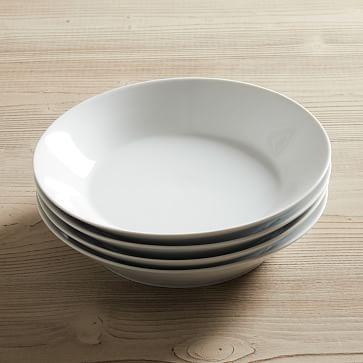 Modern Porcelain Low Bowl, White, Set of 4
