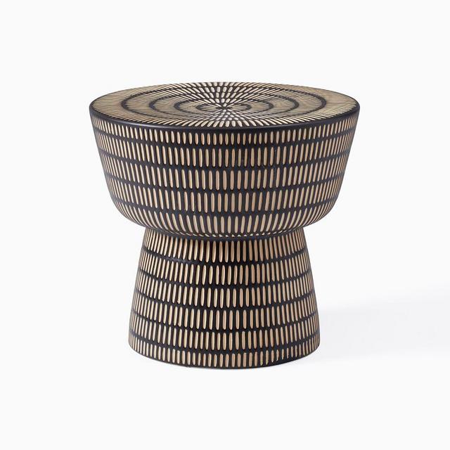 Faroe Textured 13" Side Table, Black/White