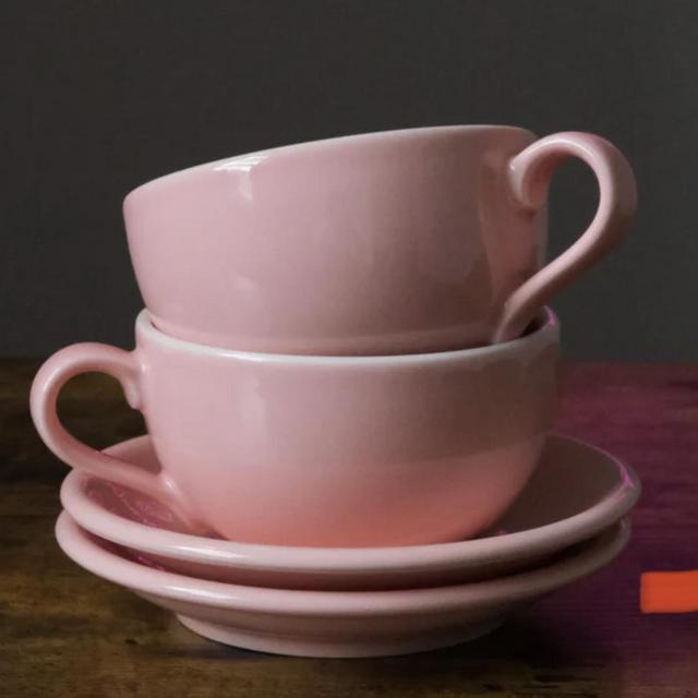 8oz ORIGAMI Latte Cups and Saucers - PINK