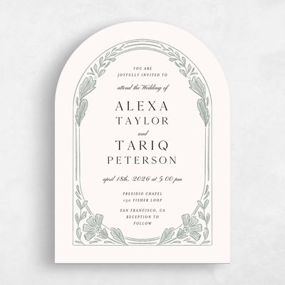 Green Arch Wedding Invitation - Duluth Portrait