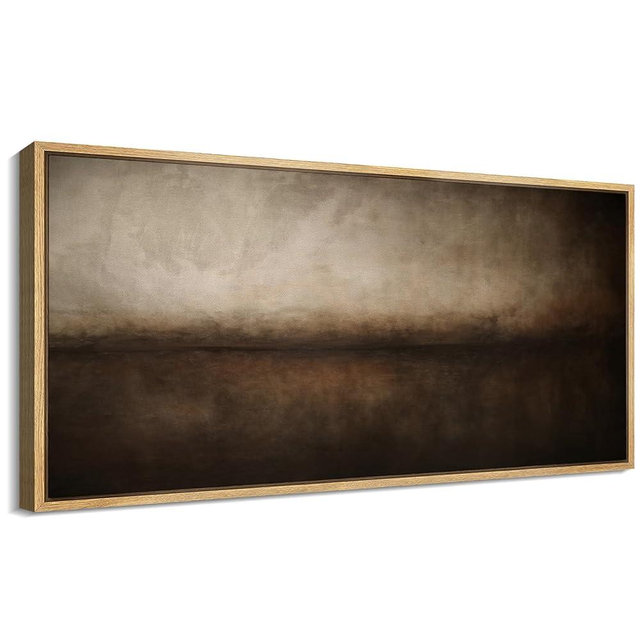 SIGNFORD Extra Large Framed Canvas Print Wall Art Brown Gradient Abstract Minimal Warm Neutral Horizontal Illustrations Modern Art Calm Warm for Living Room, Bedroom, Office - 60"x30"